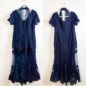 Montage for Mon Cheri Navy Blue Formal Gown Size 18